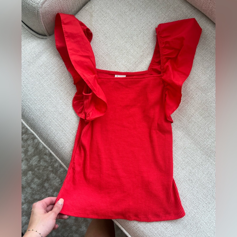 A New Day Bright Red Sleeveless Top